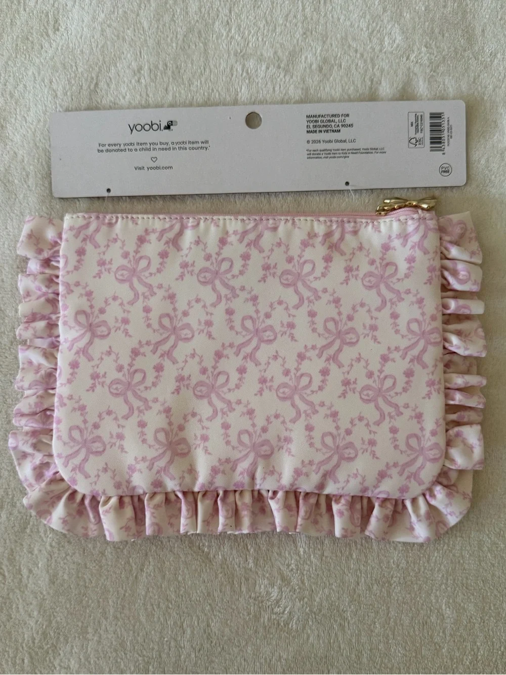NWT LoveShack Fancy x Target Yoobi Pencil Case with Ruffle Chantilly